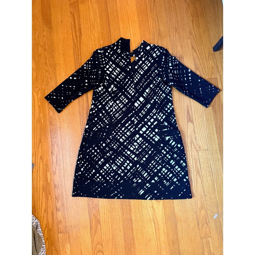 Chris McLaughlin Black & White Geometric Print Shift Dress Size 10